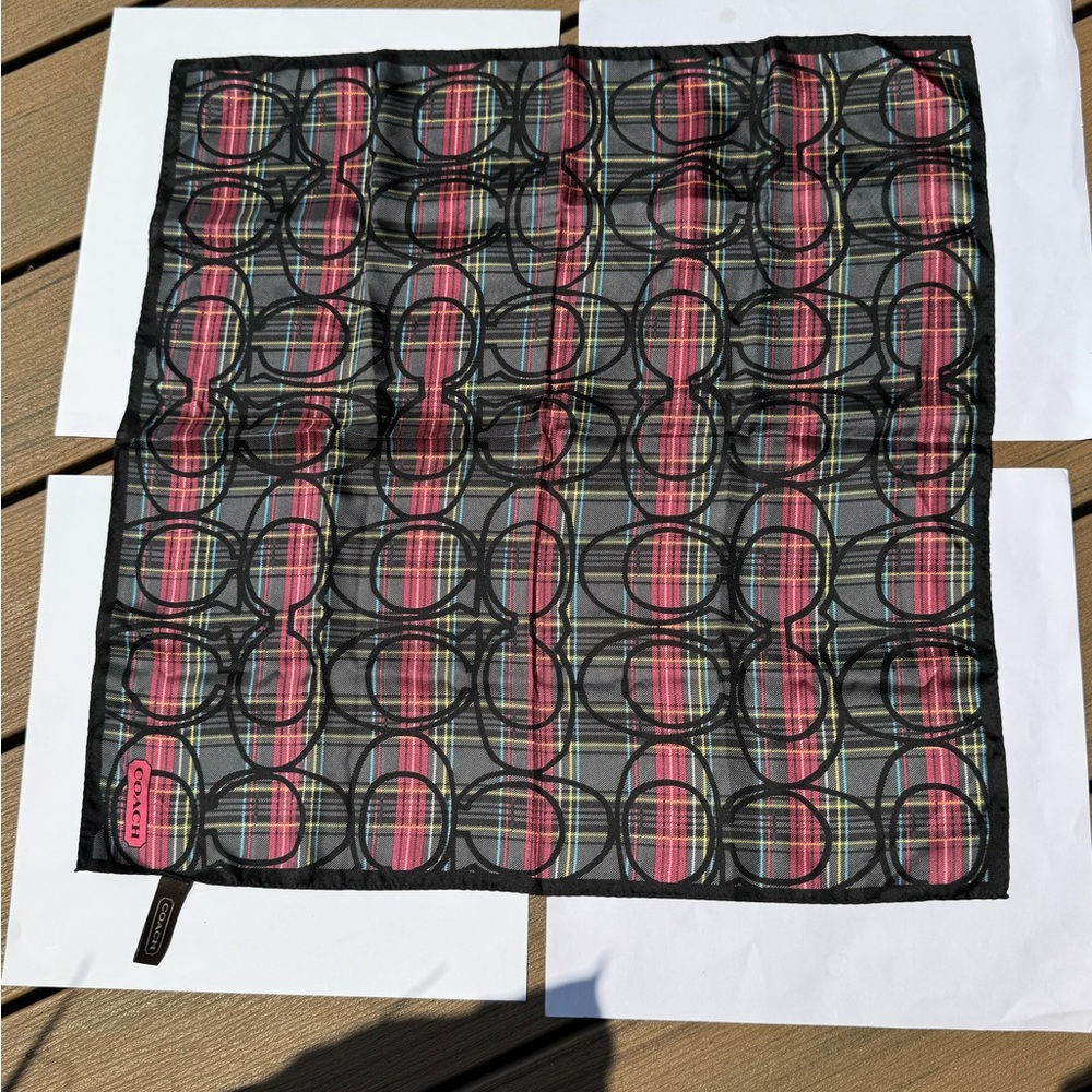 Coach Tartan Signature Square Silk Scarf F83041